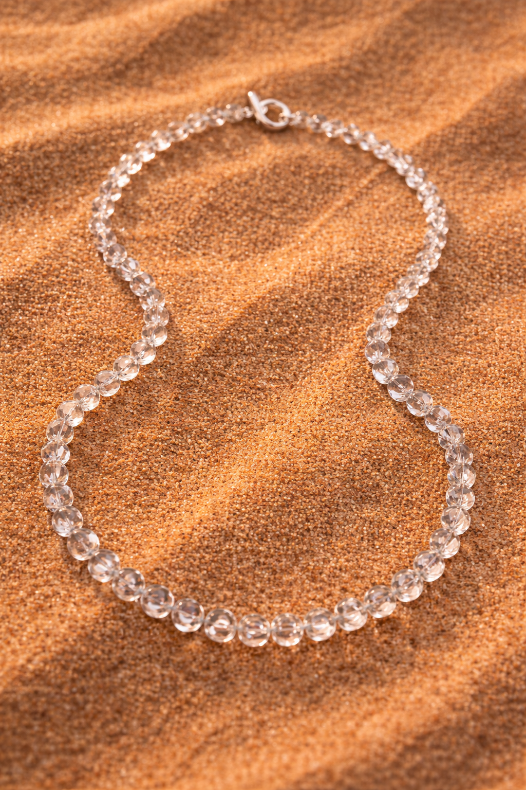 "Crystal Tide" Polished Sea Glass Necklace with 925 Sterling Silver Thread