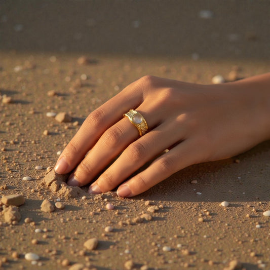 Bold Organic Sea Glass Ring in Textured Sterling Silver