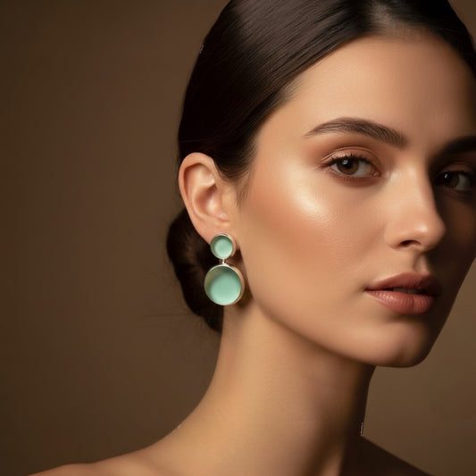 Sculptural Sea Glass Drop Earrings in Hand-Forged Sterling Silver