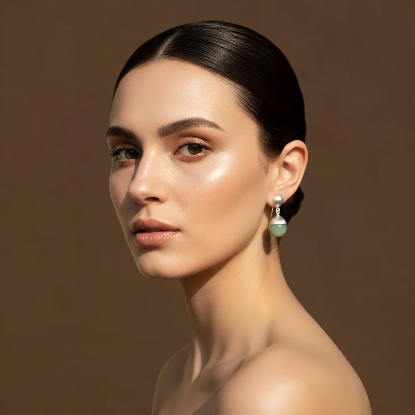 Luminous Mint Sea Glass Drop Earrings in Hand-Finished Sterling Silver