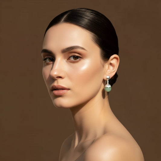 Luminous Mint Sea Glass Drop Earrings in Hand-Finished Sterling Silver