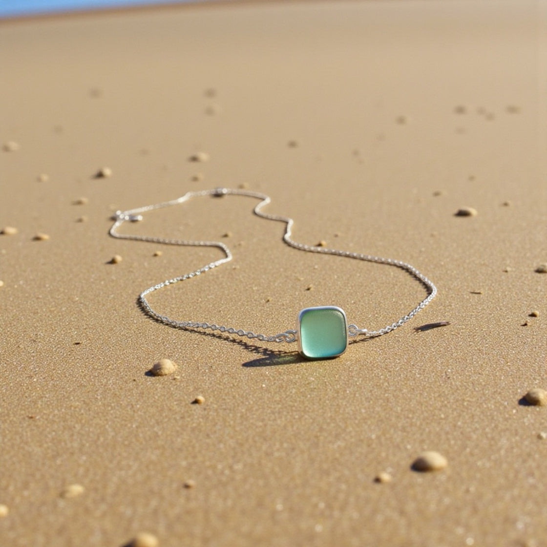 Sculptural Sea Glass Bracelet in Hand-Finished Sterling Silver